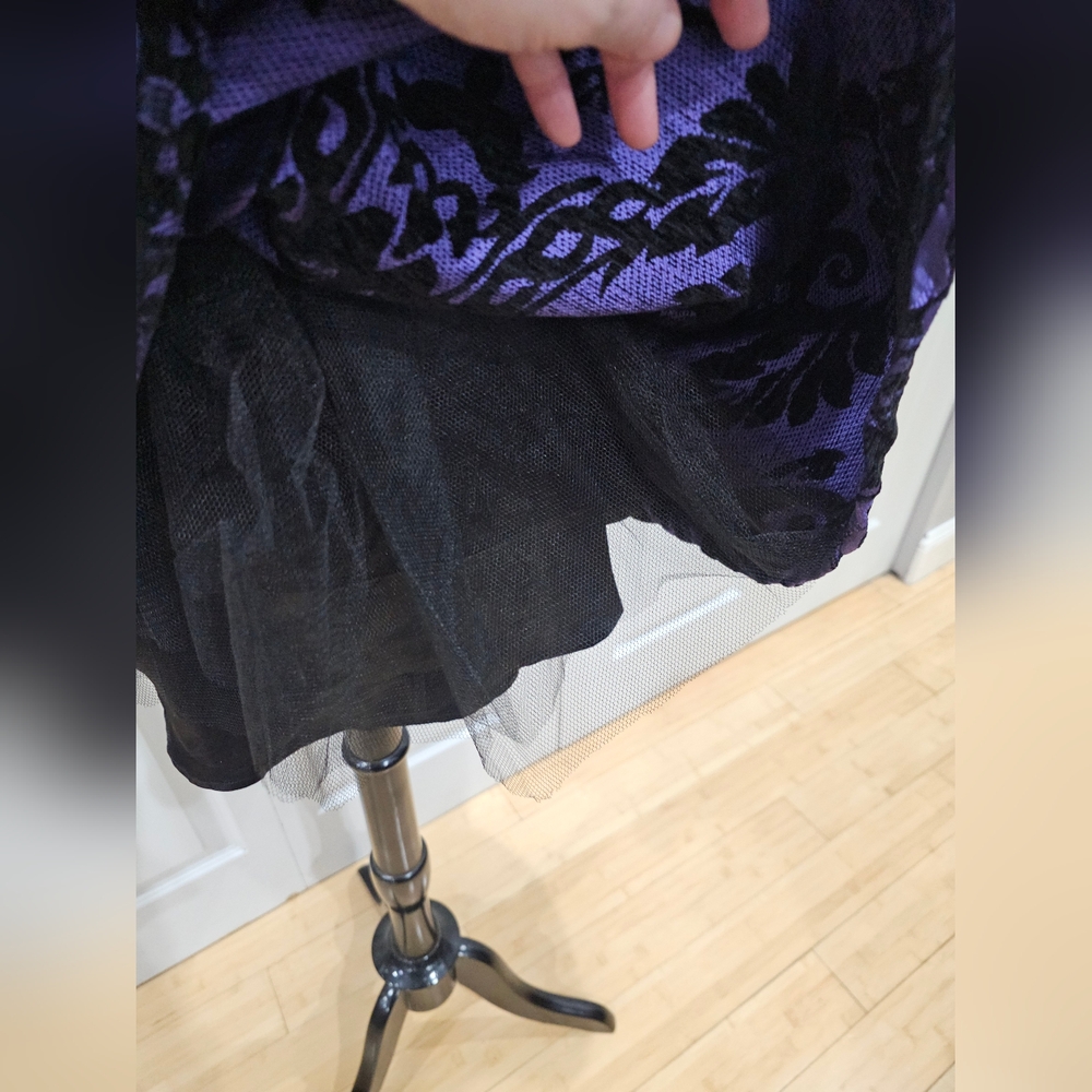 ~SOLD~ Dolls Kill Goth Widow Sultry Sins Black Purple Brocade Corset Dress XS - Picture 8 of 12